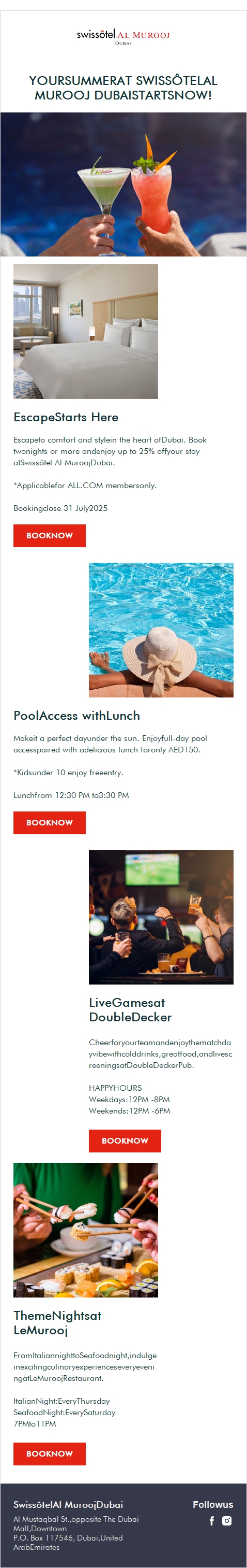 Your Summer at Swissôtel Starts Now